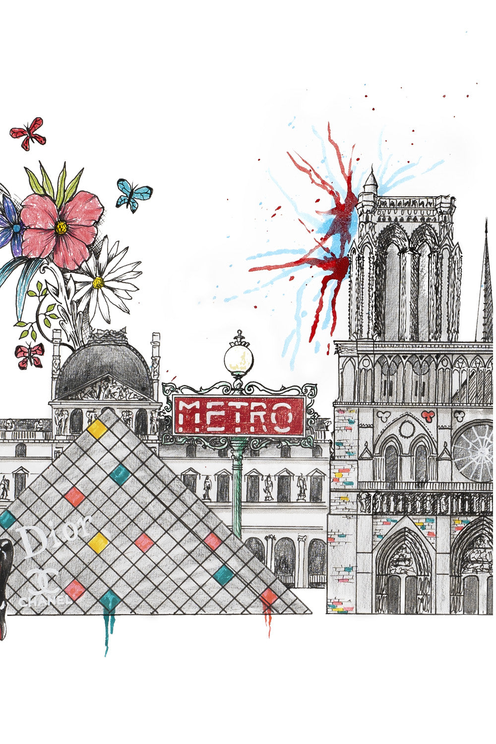 Paris Skyline Cityscape Print