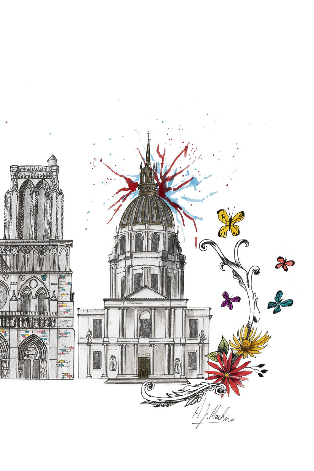 Paris Skyline Cityscape Print