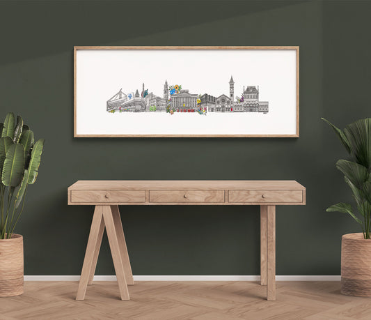 Preston Skyline Cityscape Print Framed
